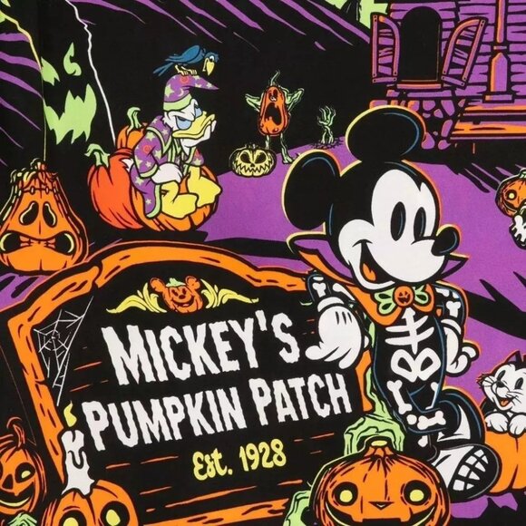 Disney Mickey Mouse & Friends Halloween Print Button Front SS Shirt - Men Medium - Picture 4 of 11